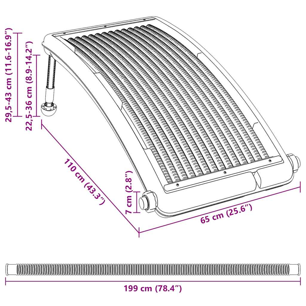vidaXL Solar Swimming Pool Heating Panel 2 pcs Curved 110x65 cm