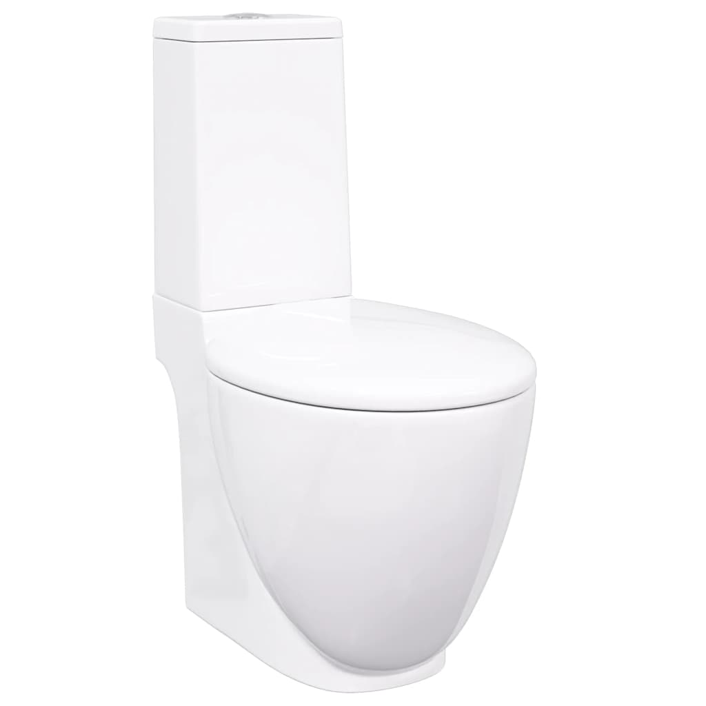 vidaXL Toilet Round Bottom Outlet Ceramic White