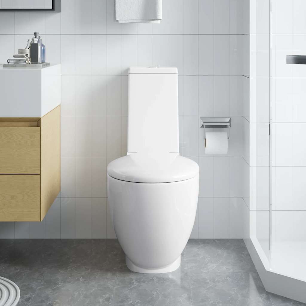 vidaXL Toilet Round Bottom Outlet Ceramic White