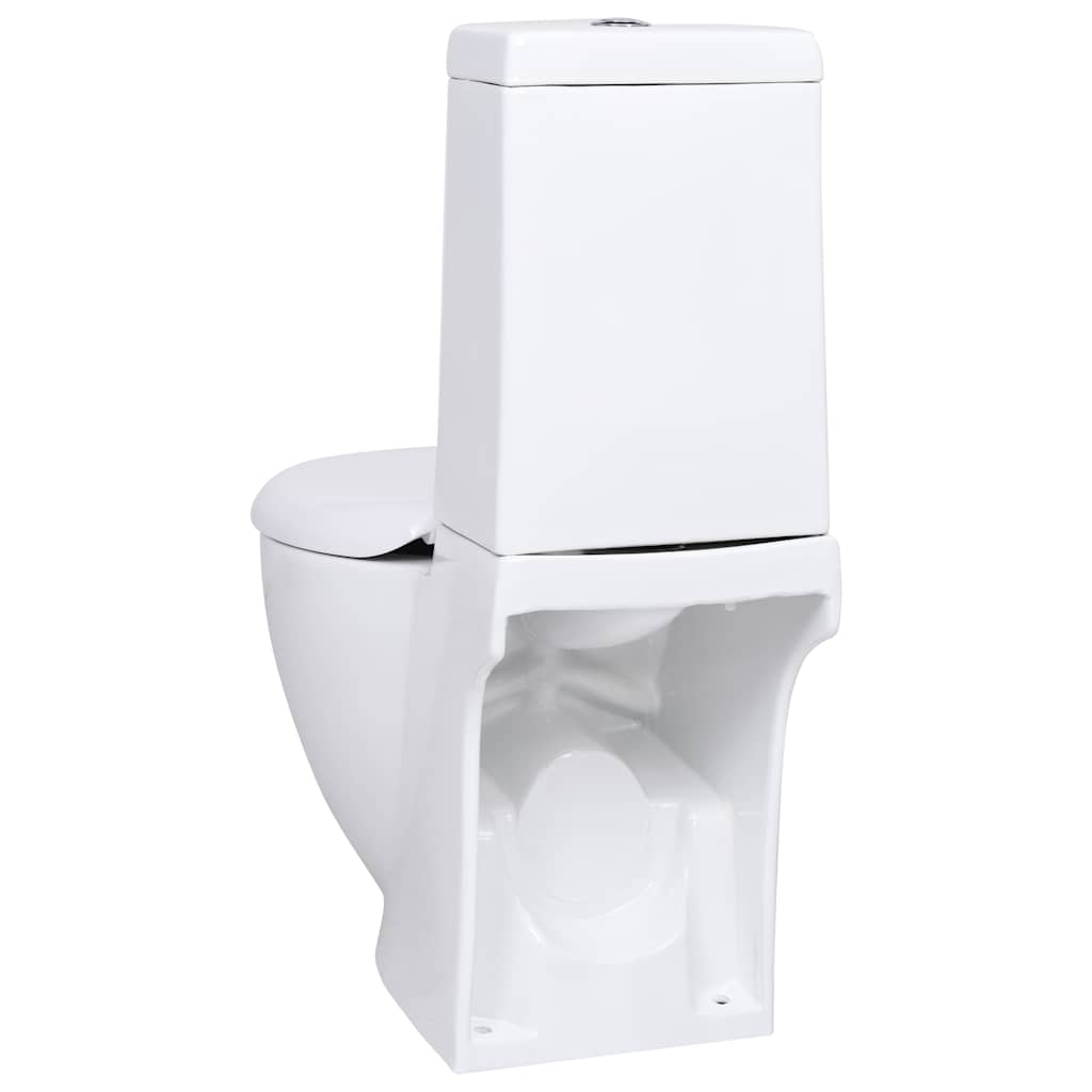 vidaXL Toilet Round Bottom Outlet Ceramic White