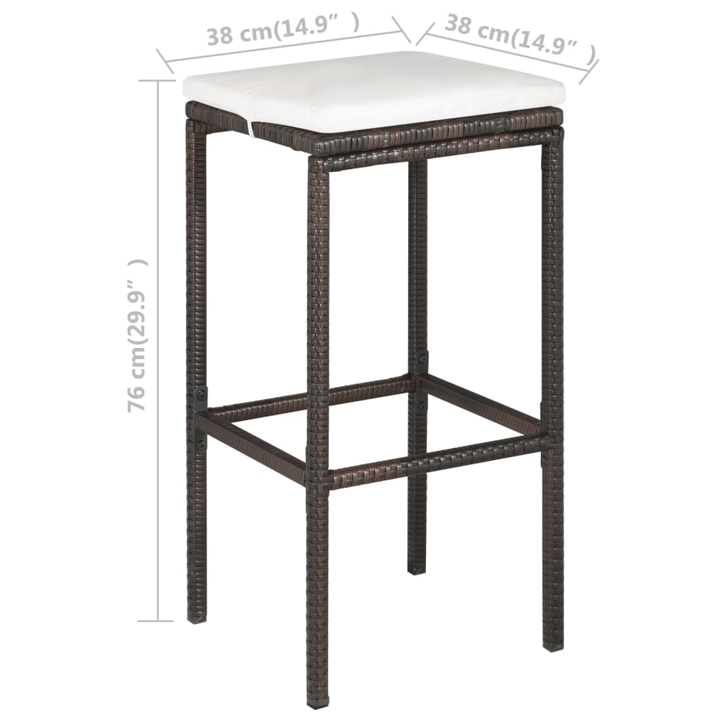 vidaXL 5-piece Garden Bar Set with Cushions Poly Rattan Brown