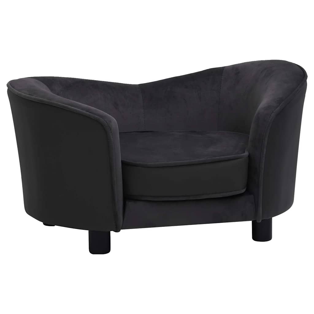 vidaXL Hondenbank 69x49x40 cm pluche en kunstleer zwart