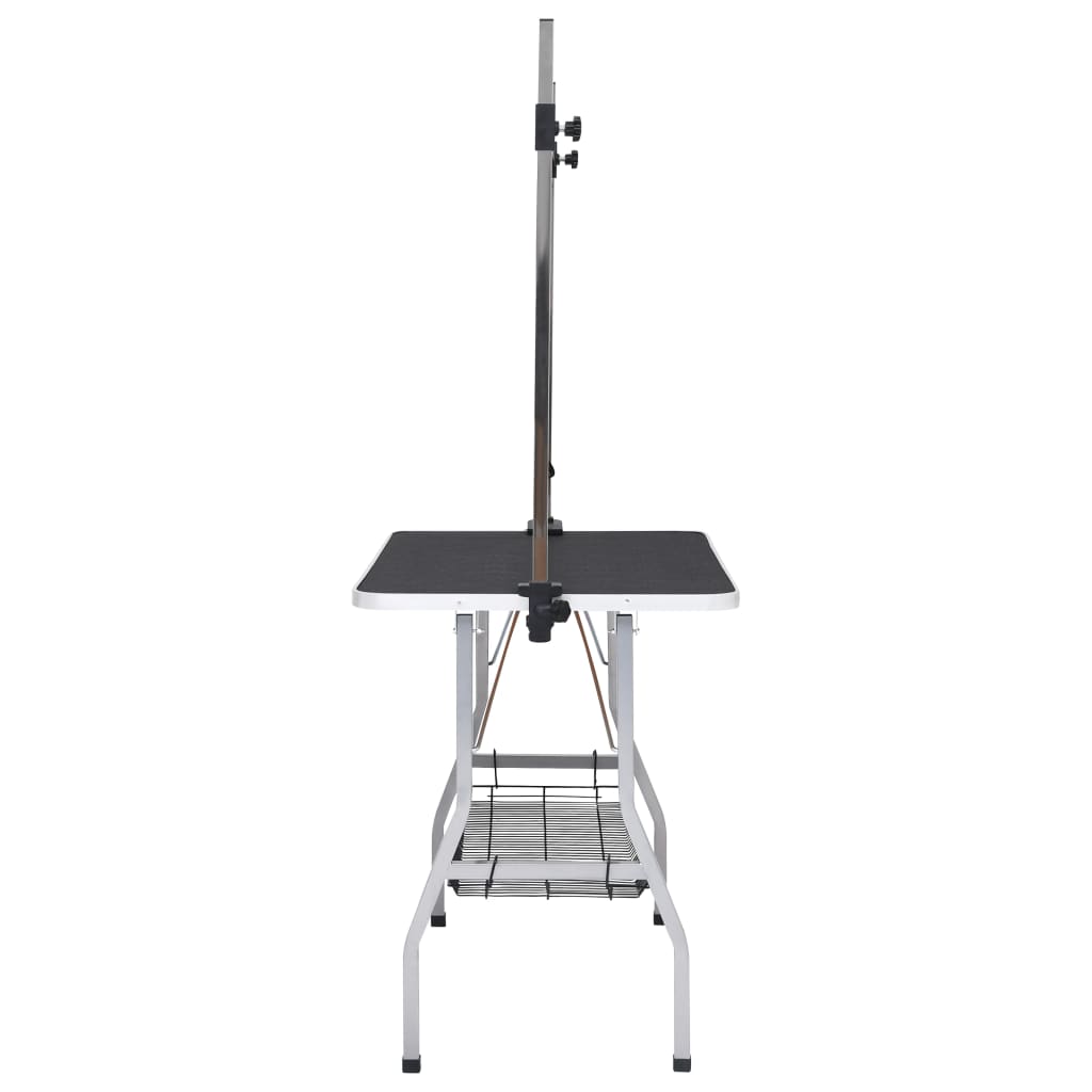 vidaXL Adjustable Dog Grooming Table with 2 Loops and Storage Shelf