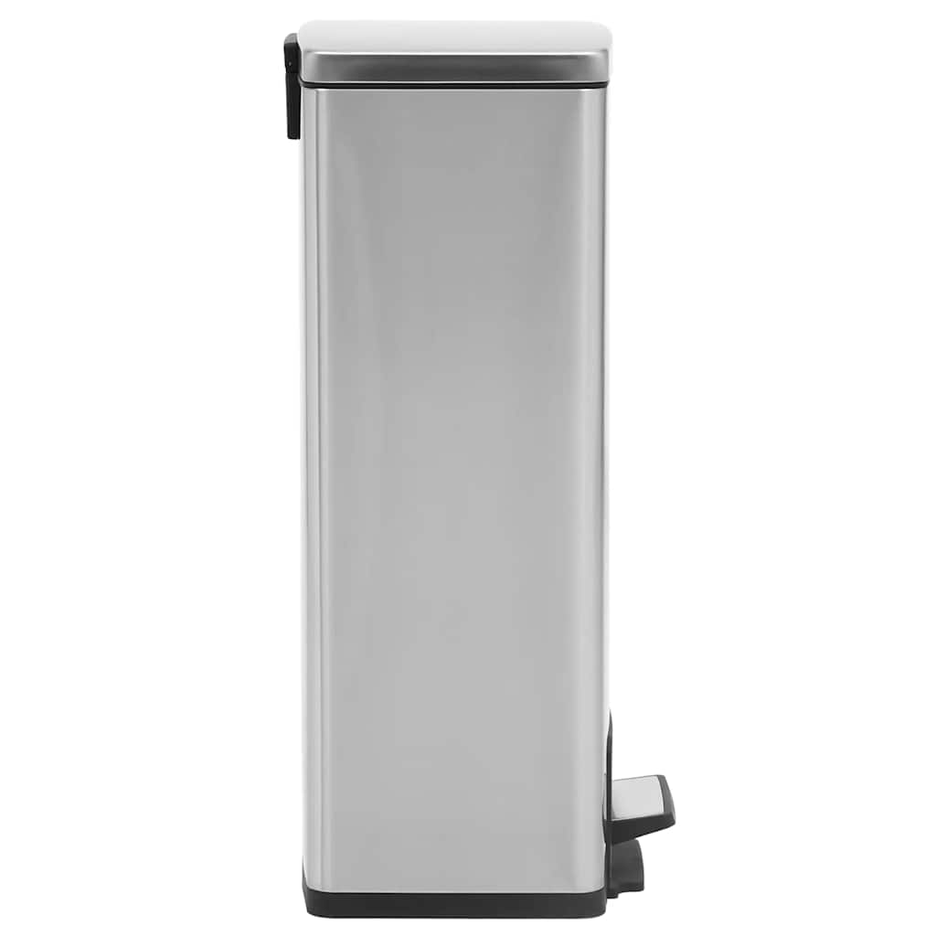 vidaXL Pedal Bin with Anti-fingerprint 30 L Stainless Steel Silver