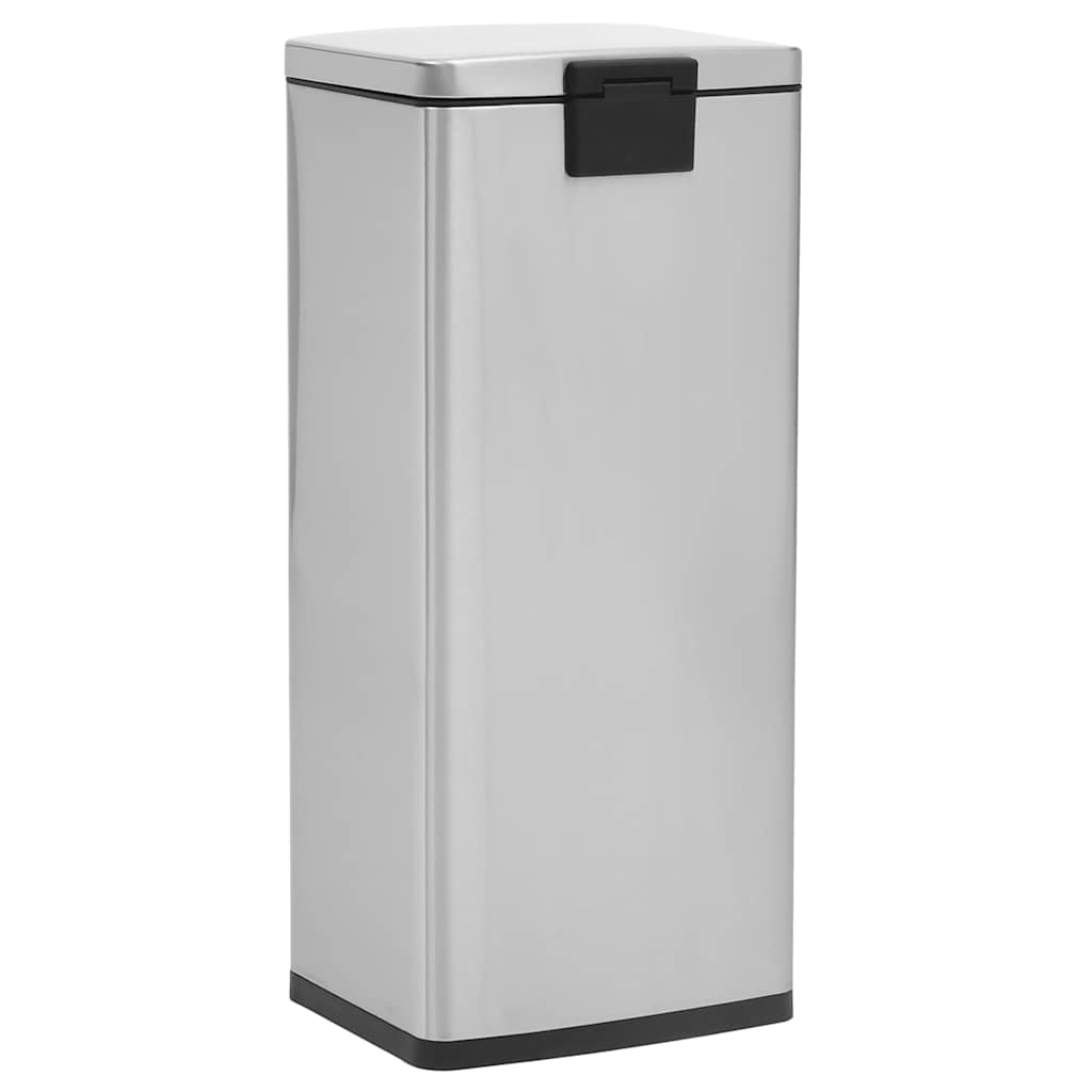 vidaXL Pedal Bin with Anti-fingerprint 30 L Stainless Steel Silver