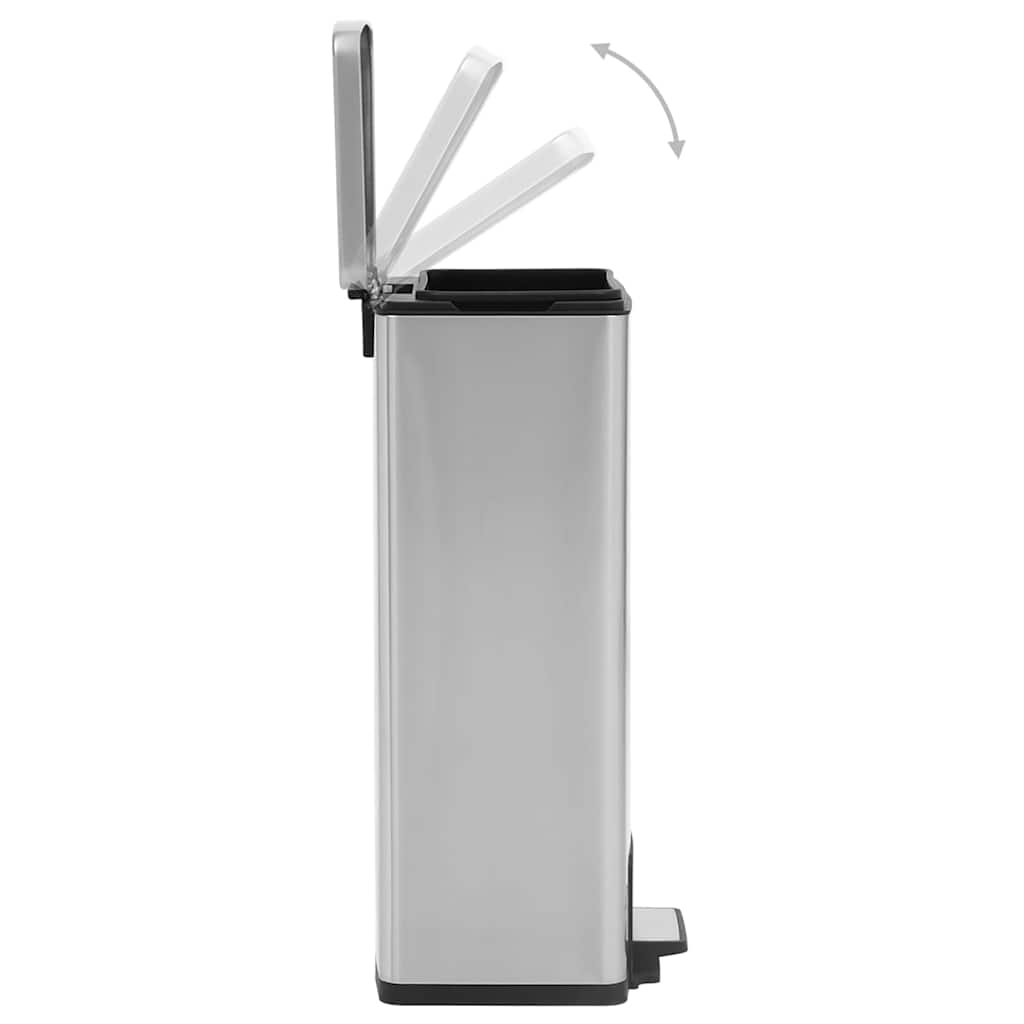 vidaXL Pedal Bin with Anti-fingerprint 30 L Stainless Steel Silver