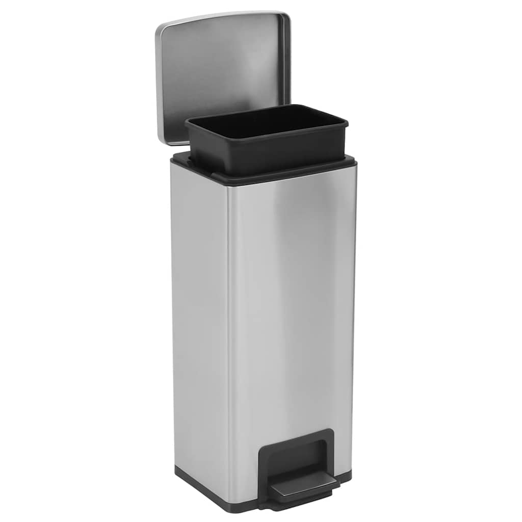 vidaXL Pedal Bin with Anti-fingerprint 30 L Stainless Steel Silver