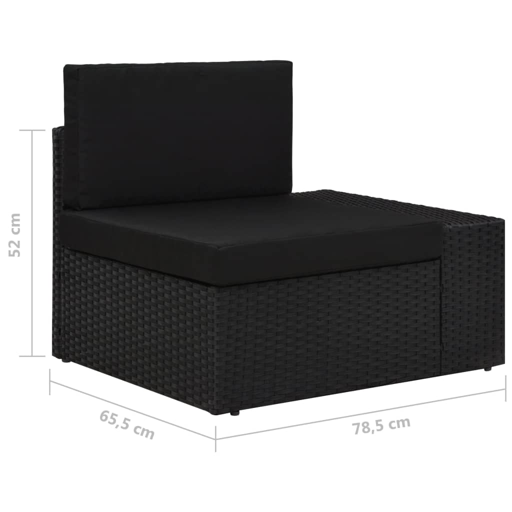 vidaXL 9-delige Loungeset met kussens poly rattan zwart