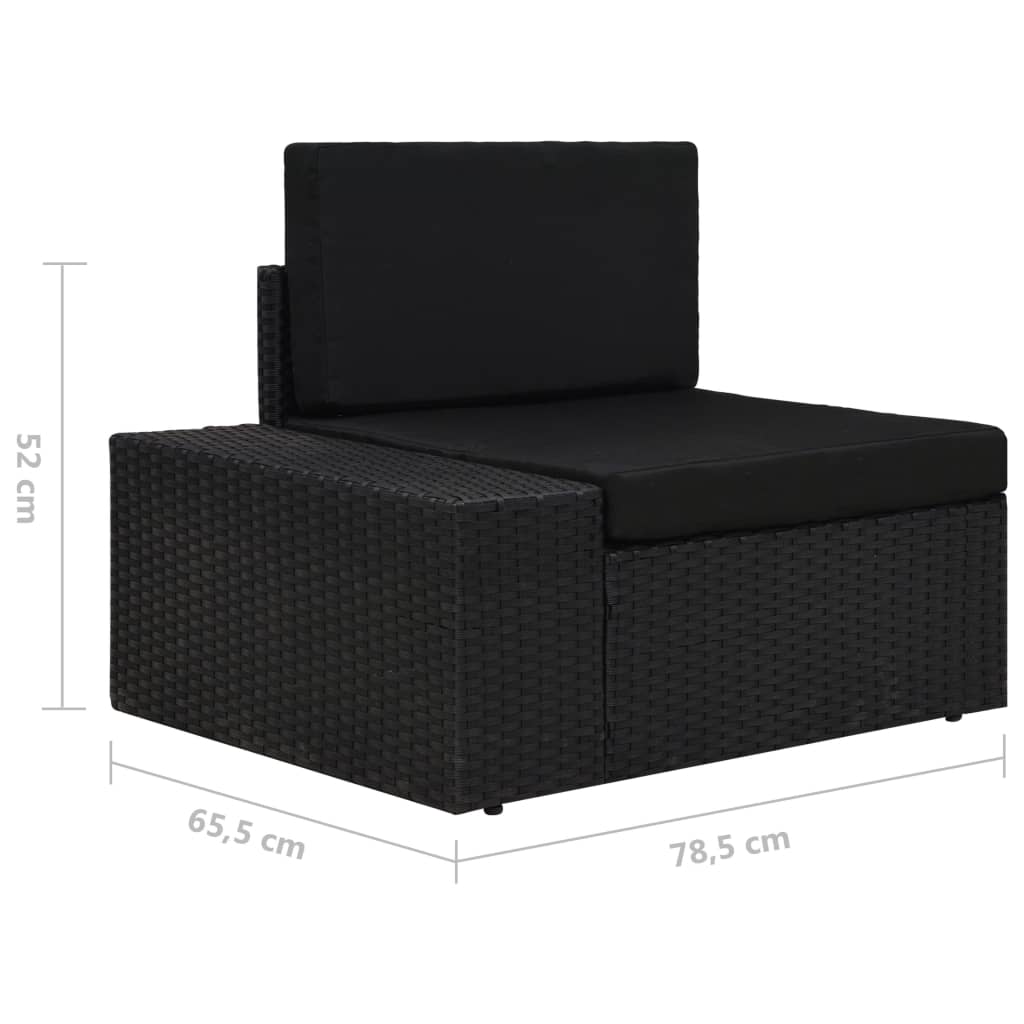 vidaXL 9-delige Loungeset met kussens poly rattan zwart