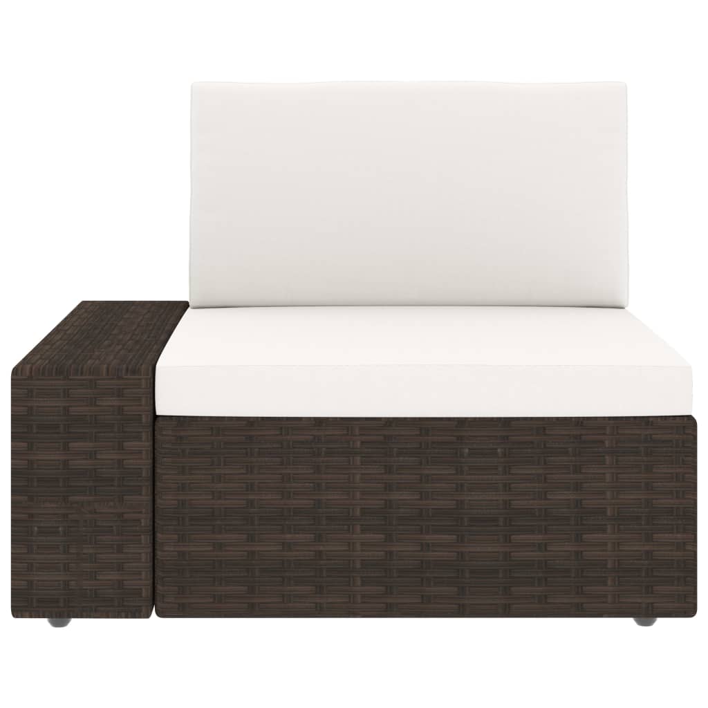 vidaXL 4-Piece Poly Rattan Lounge Set with Cushions Brown