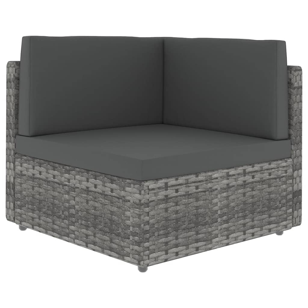 vidaXL 4-Piece Lounge Set with Cushions Poly Rattan Grey