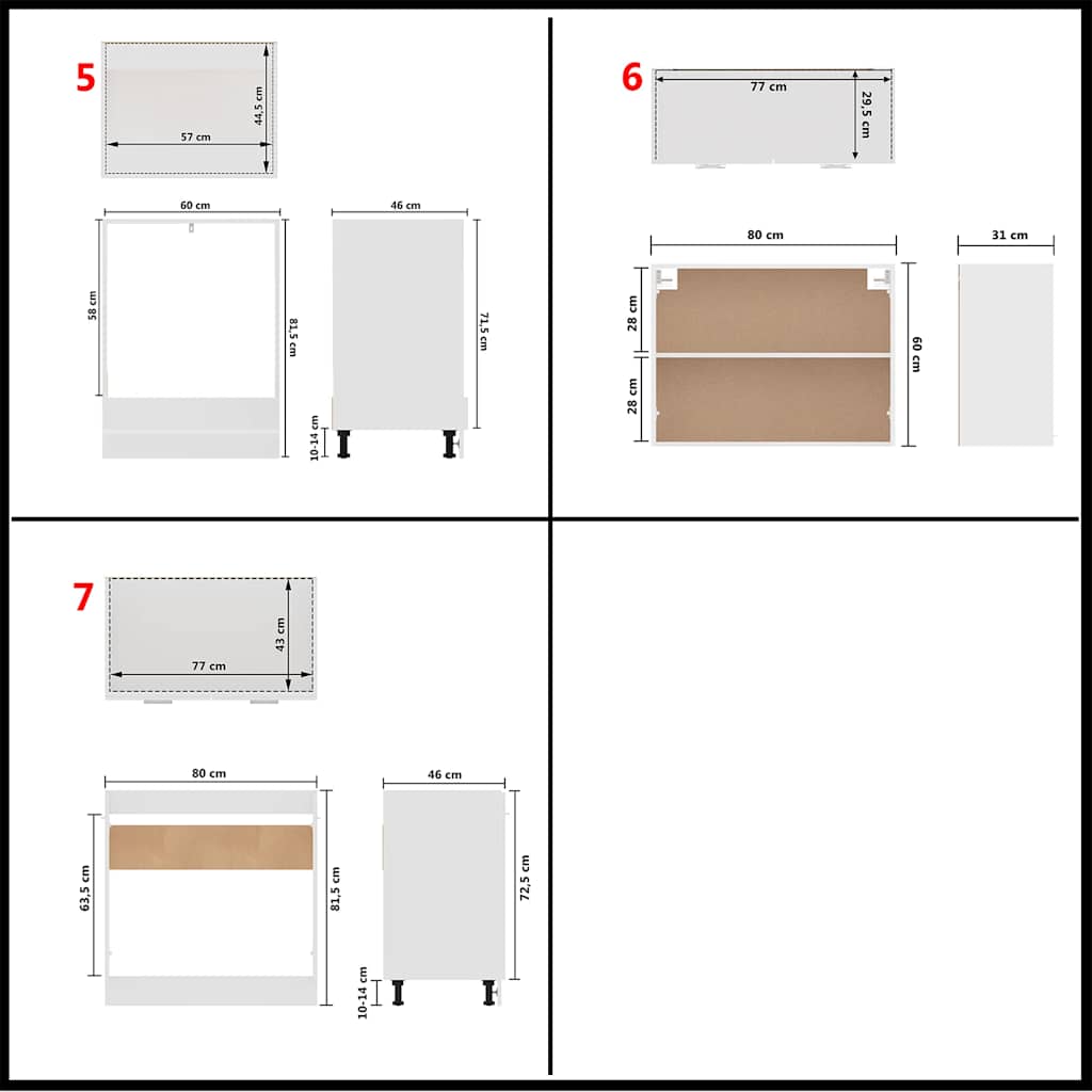 vidaXL 7-Piece Kitchen Cabinet Set Lyon Engineered Wood White