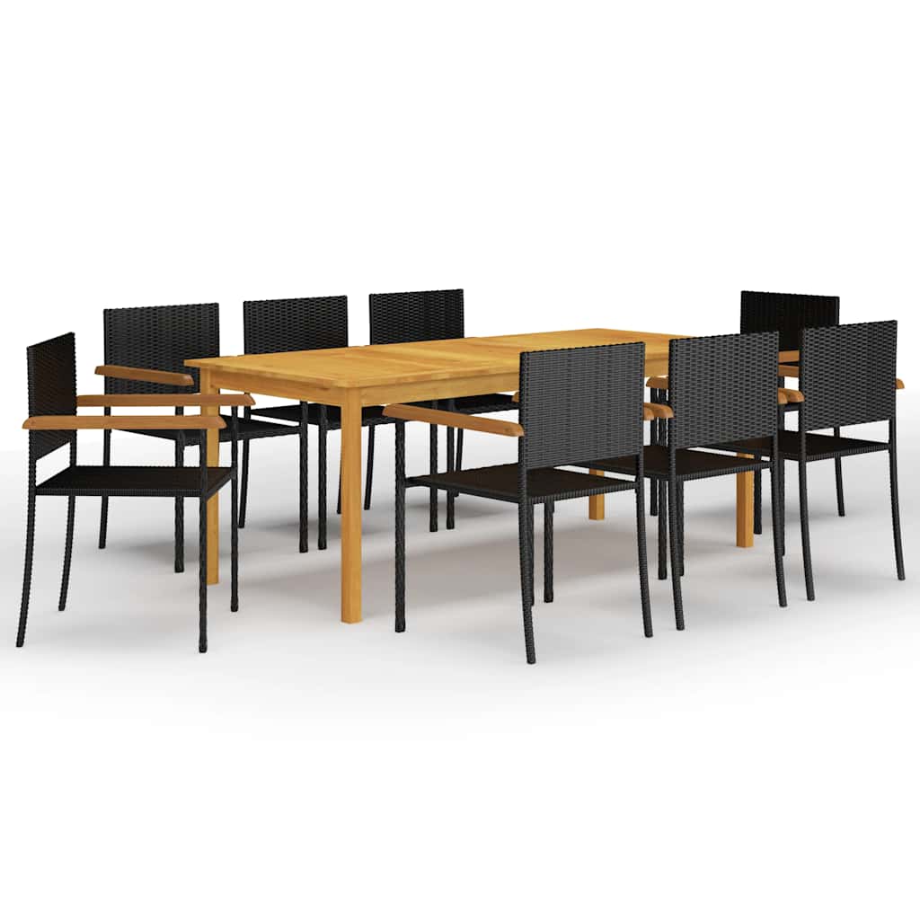 vidaXL 9-piece Garden Dining Set black
