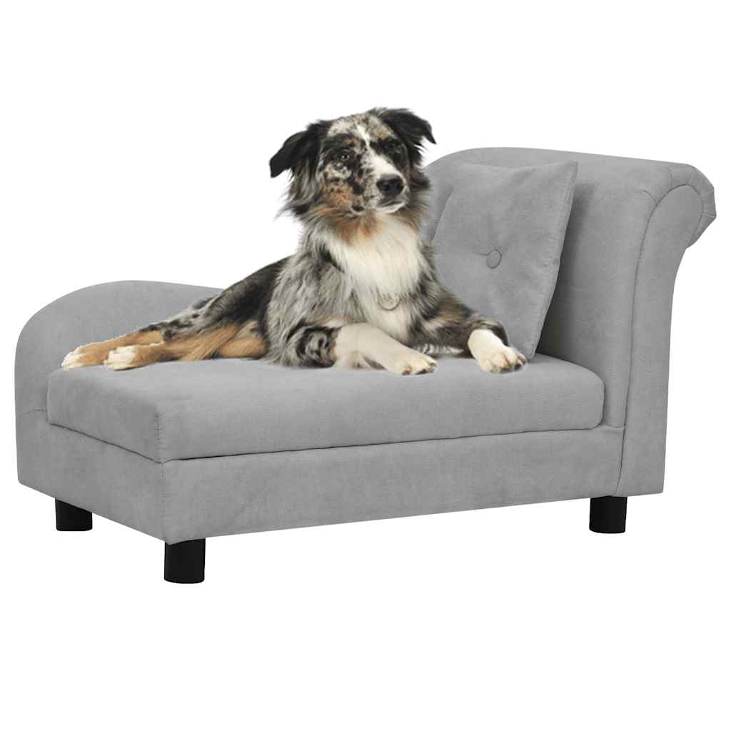 vidaXL Dog sofa with cushion 83x44x44 cm plush grey