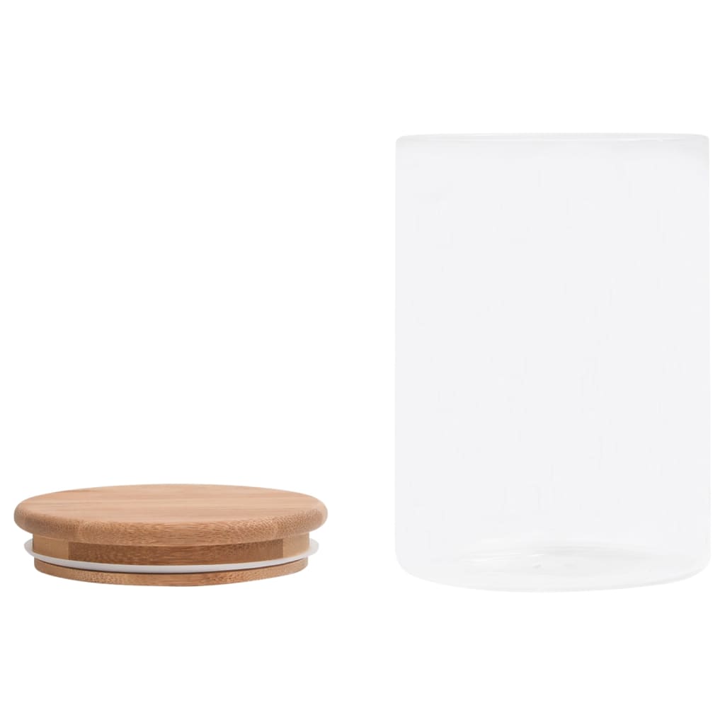 vidaXL Storage Jars with Bamboo Lids 4 pcs 800 ml Glass