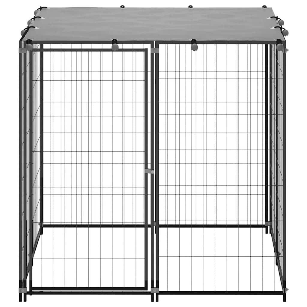 vidaXL Hondenkennel 110x110x110 cm staal zwart