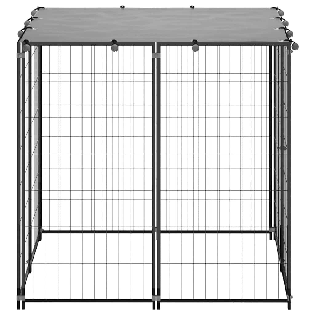 vidaXL Hondenkennel 110x110x110 cm staal zwart