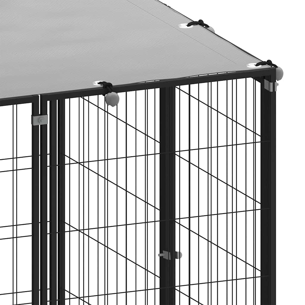 vidaXL Hondenkennel 110x110x110 cm staal zwart