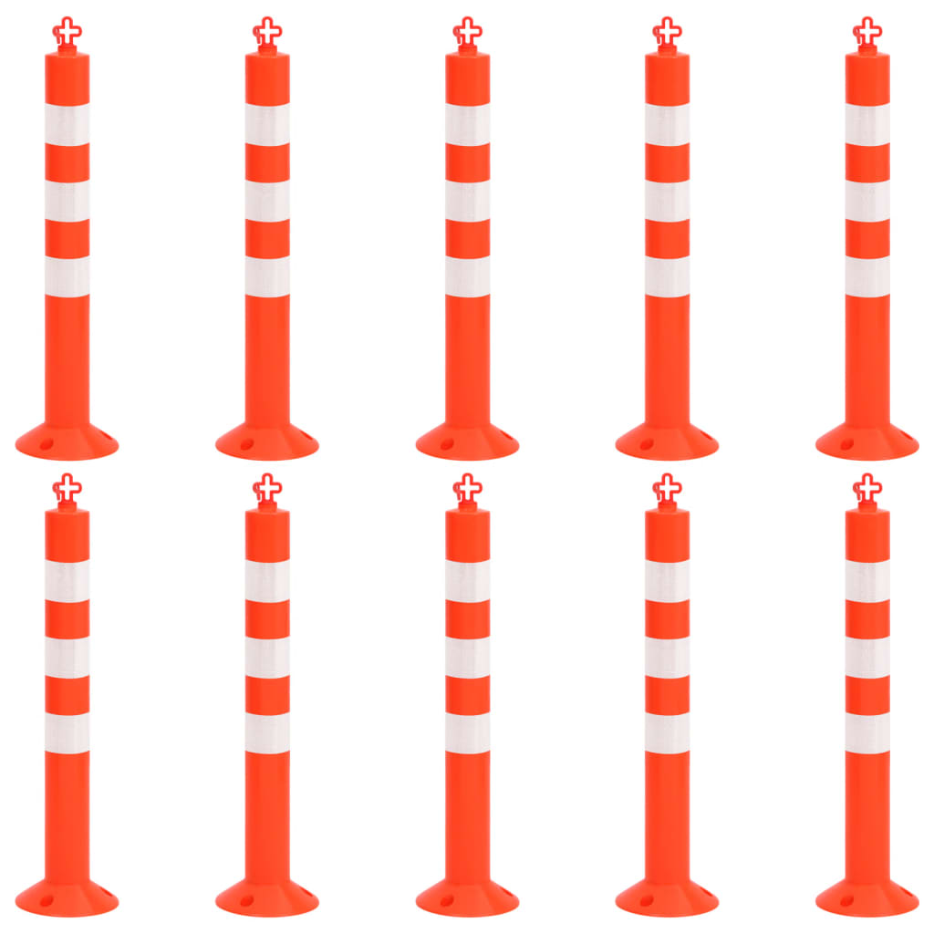 vidaXL Traffic Posts with Chain 10 pcs 75 cm PE