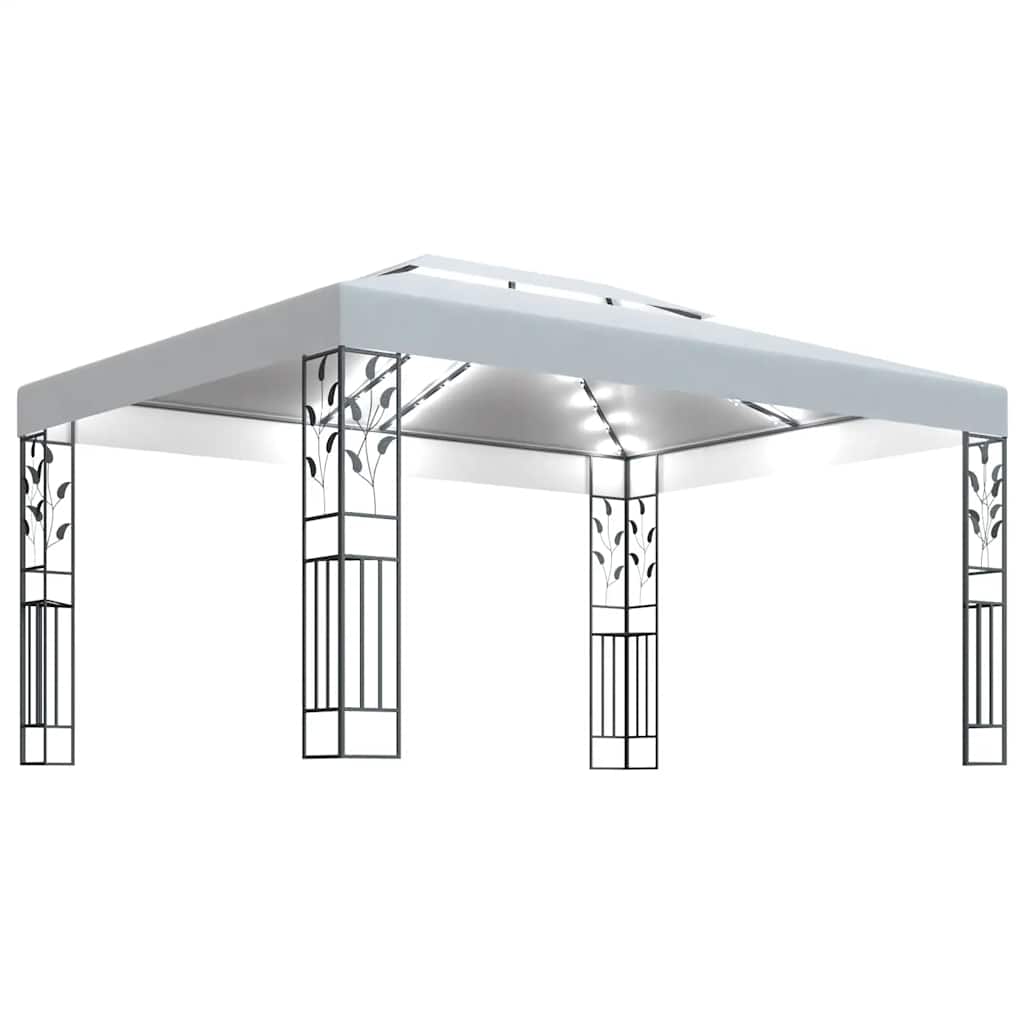 vidaXL Prieel avec double noir et éclairage LED 3x4 m blanc