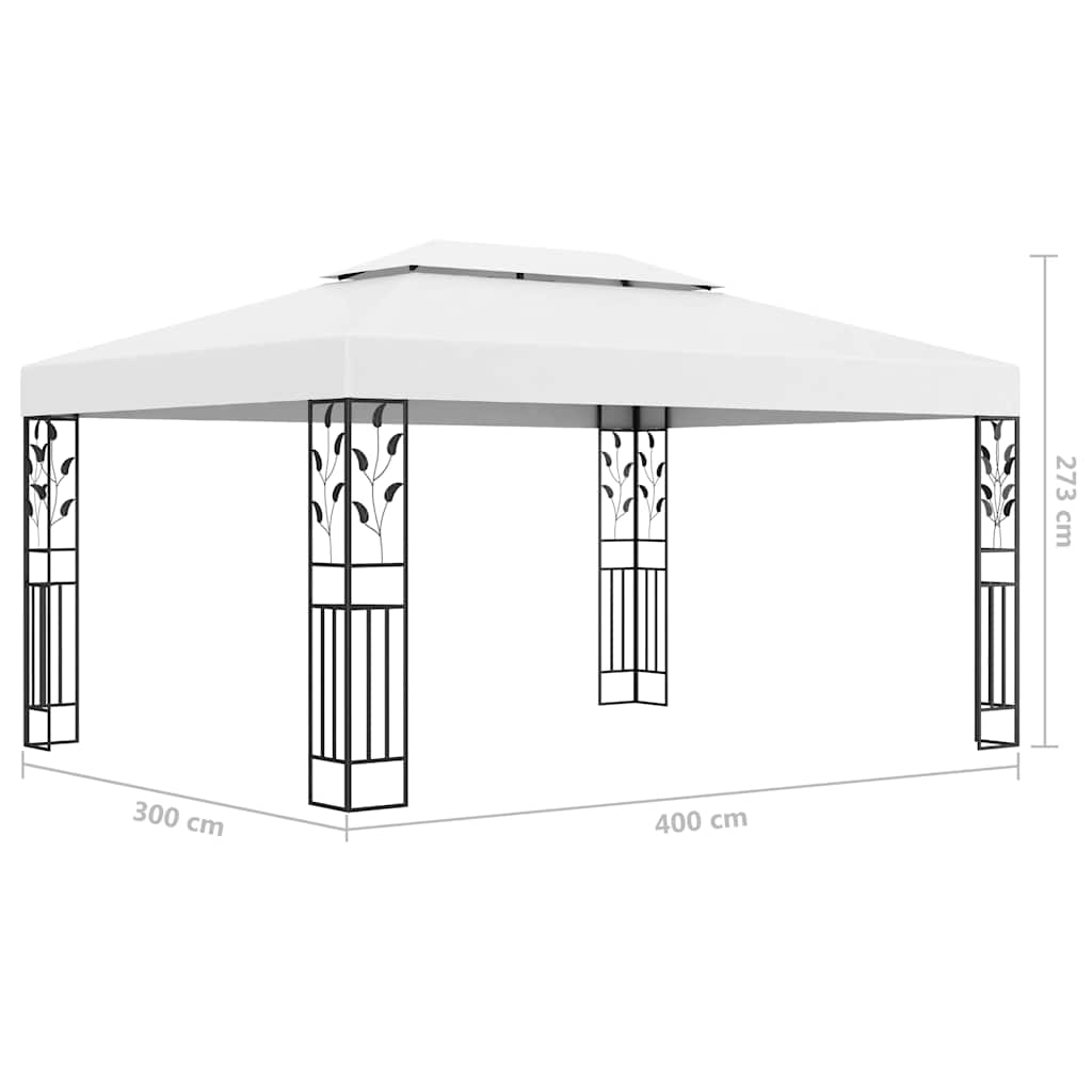 vidaXL Prieel avec double noir et éclairage LED 3x4 m blanc