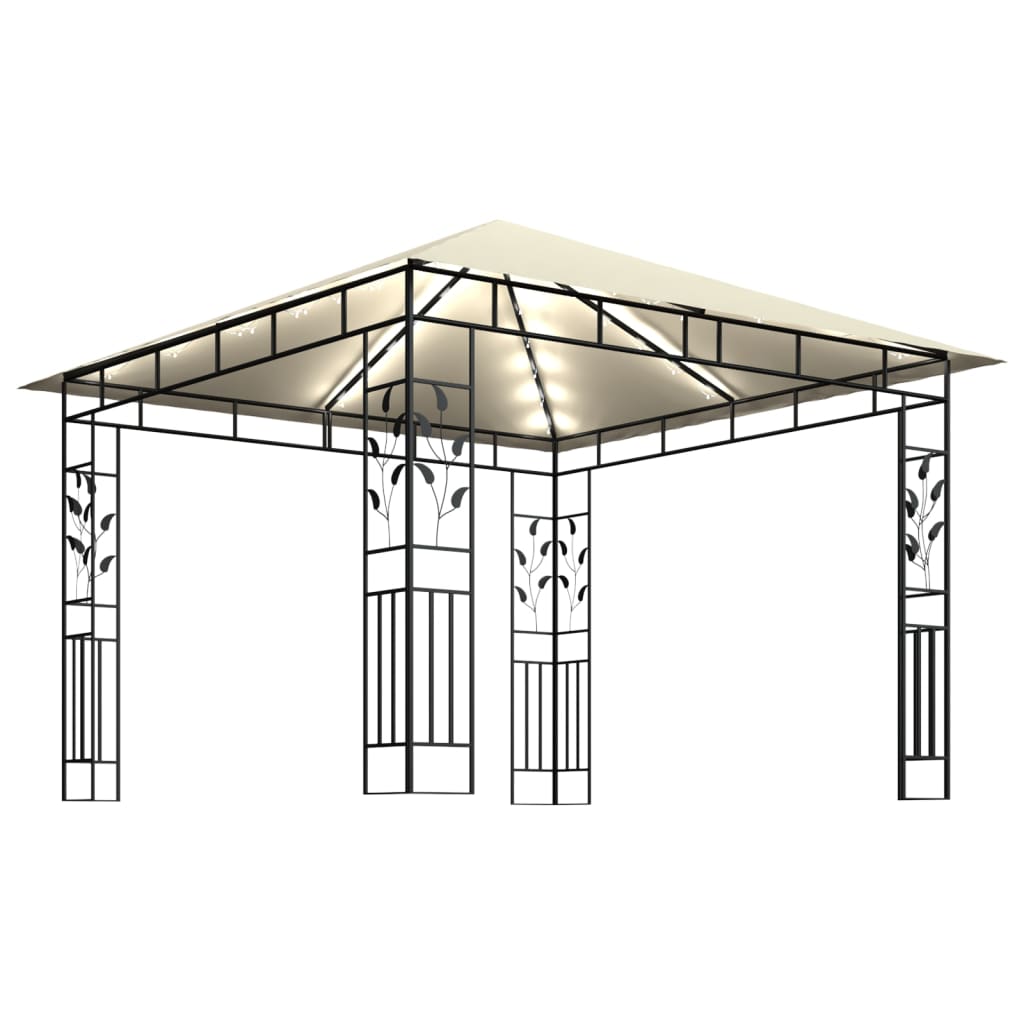 vidaXL Gazebo with Mosquito Net LED String Lights 180 g/m² 3x3x2.73 m Cream