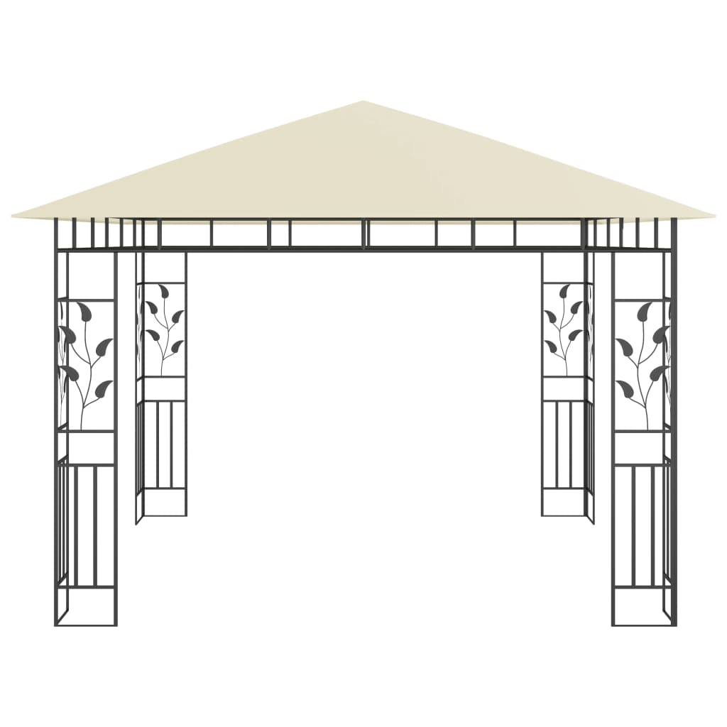 vidaXL Gazebo with Mosquito Net LED String Lights 180 g/m² 3x3x2.73 m Cream