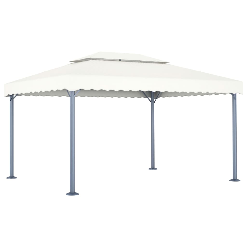 vidaXL Prieel met LED-lichtslinger 400x300 cm aluminium crèmekleurig