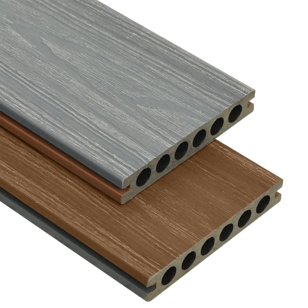 vidaXL Decking boards with accessories 10 m² 2.2 m HKC brown and grey