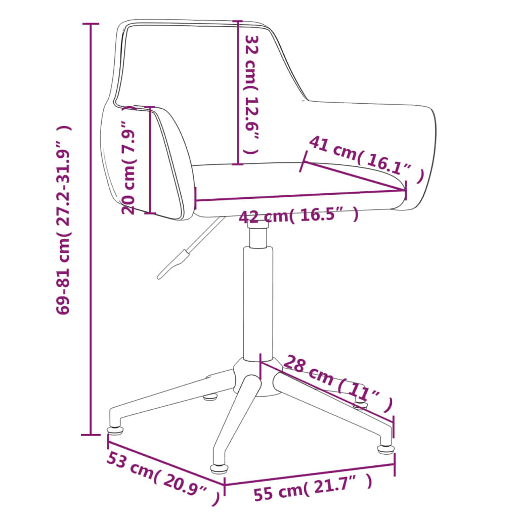 vidaXL Eetkamerstoelen draaibaar 2 st fluweel roze