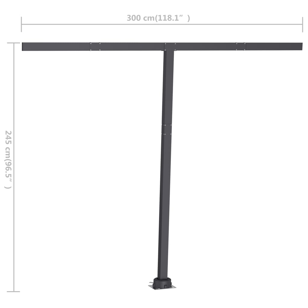 vidaXL Luifel vrijstaand handmatig uittrekbaar 300x250 cm antraciet