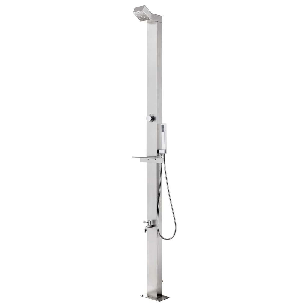 vidaXL Outdoor Shower with Brown Base 225 cm Stainless Steel
