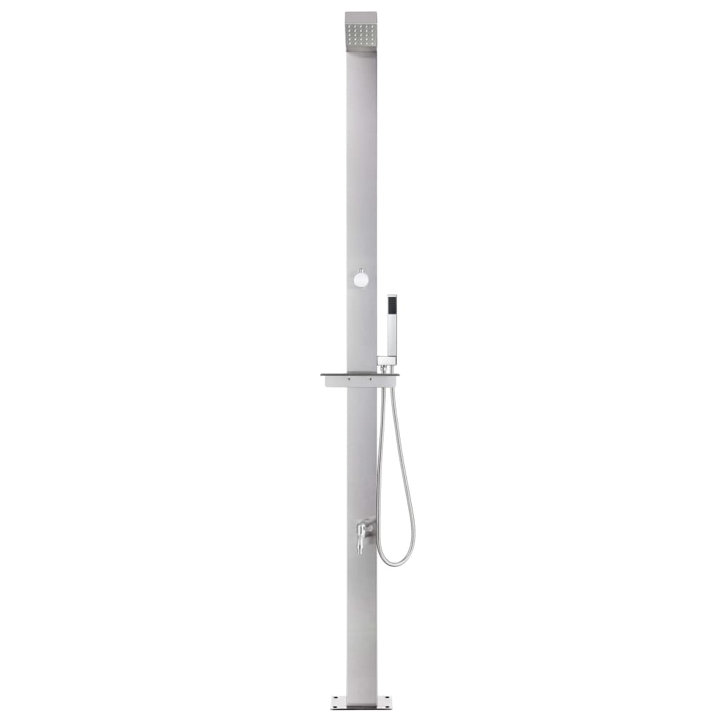 vidaXL Outdoor Shower with Brown Base 225 cm Stainless Steel