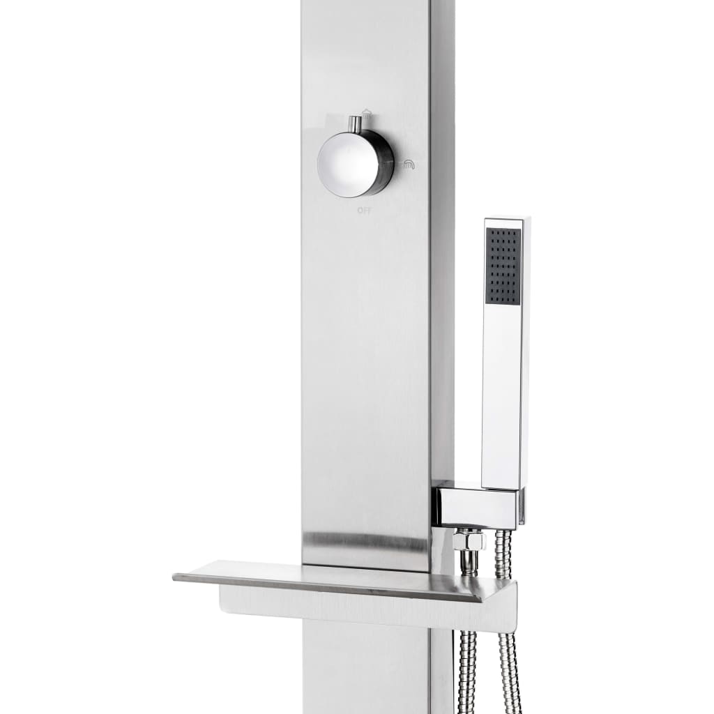 vidaXL Outdoor Shower with Brown Base 225 cm Stainless Steel