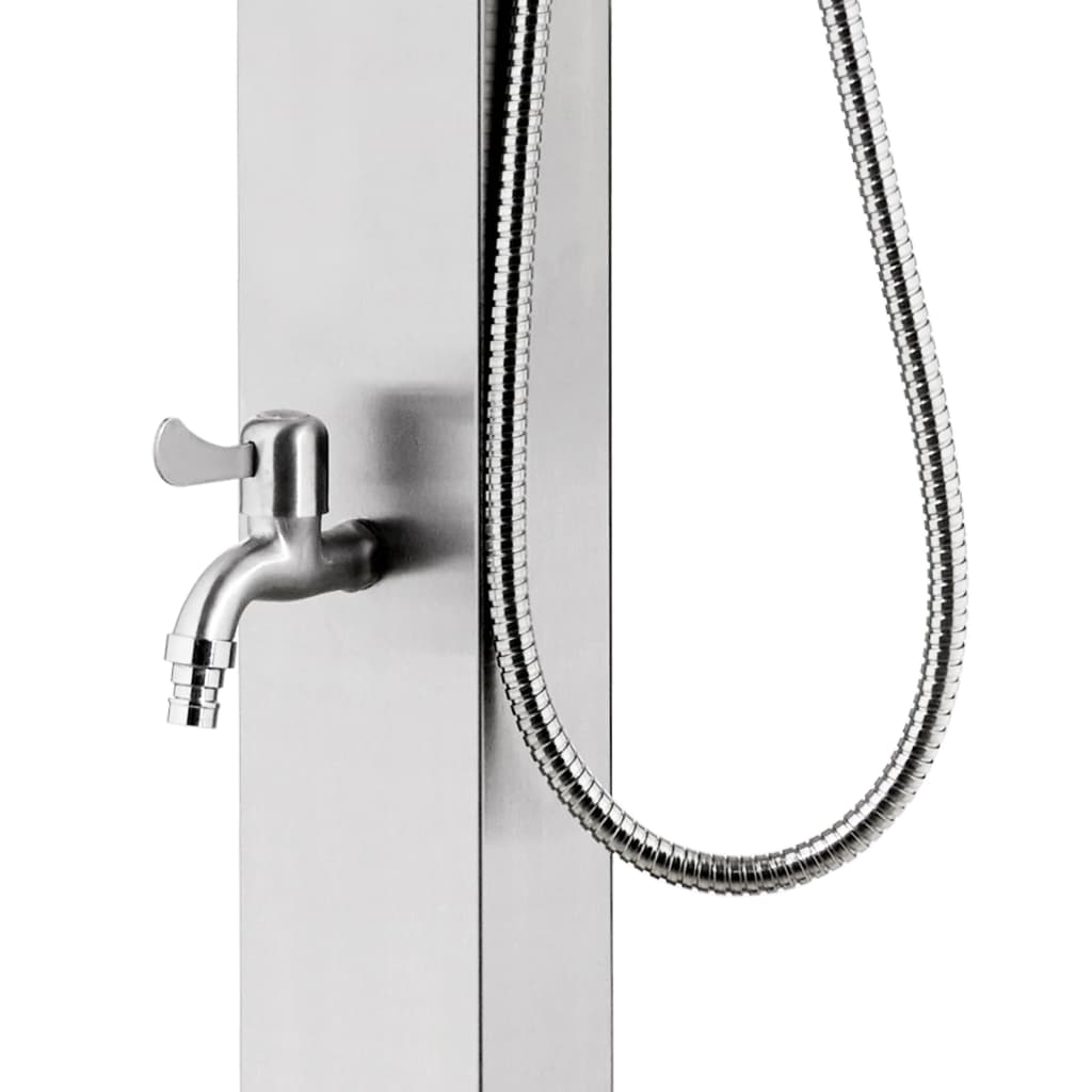 vidaXL Outdoor Shower with Brown Base 225 cm Stainless Steel