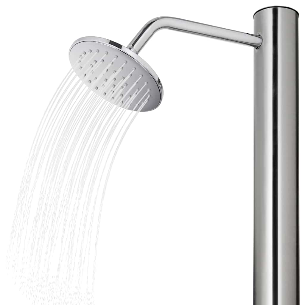 vidaXL Outdoor Shower with Brown Base 220 cm Stainless Steel