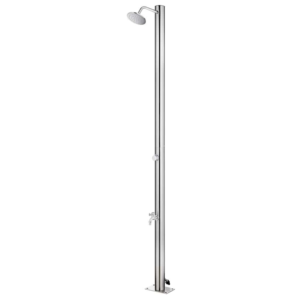 vidaXL Outdoor Shower with Brown Base 220 cm Stainless Steel