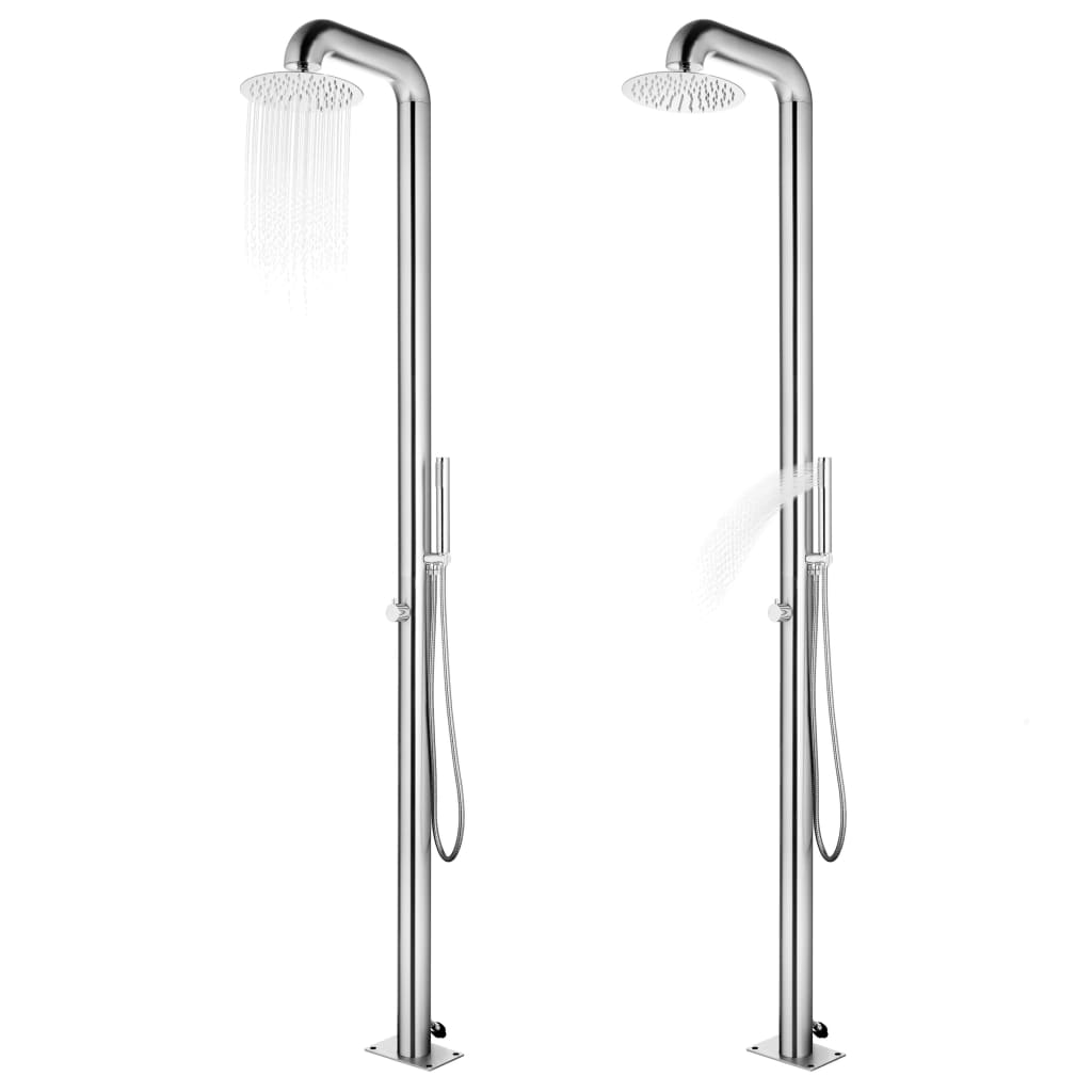 vidaXL Buitendouche met bruine basis 230 cm roestvrij staal