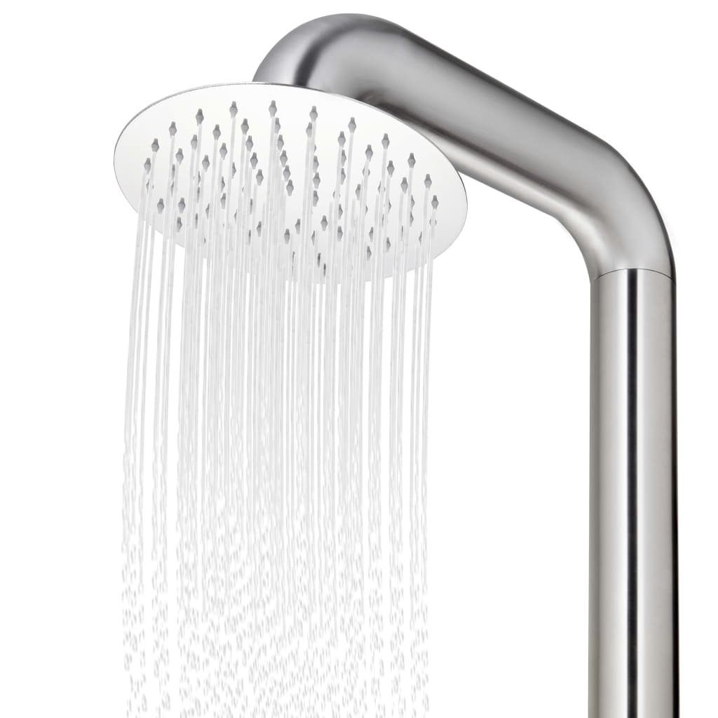 vidaXL Buitendouche met bruine basis 230 cm roestvrij staal