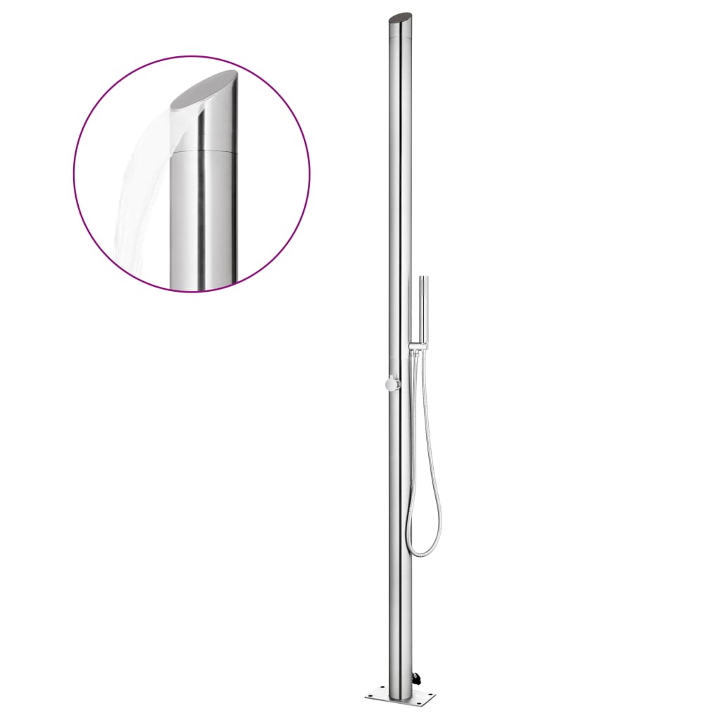 vidaXL Outdoor Shower with Brown Base 225 cm Stainless Steel