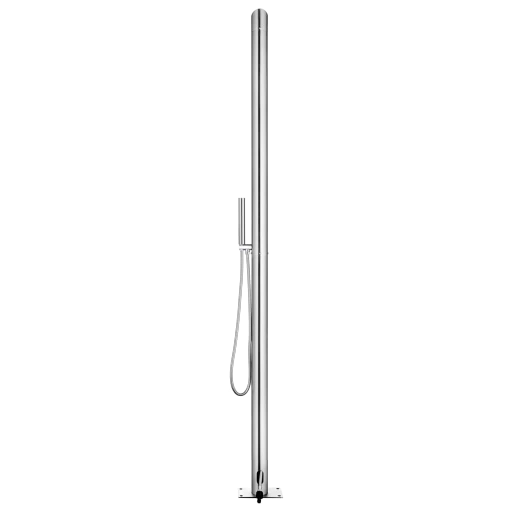 vidaXL Outdoor Shower with Brown Base 225 cm Stainless Steel