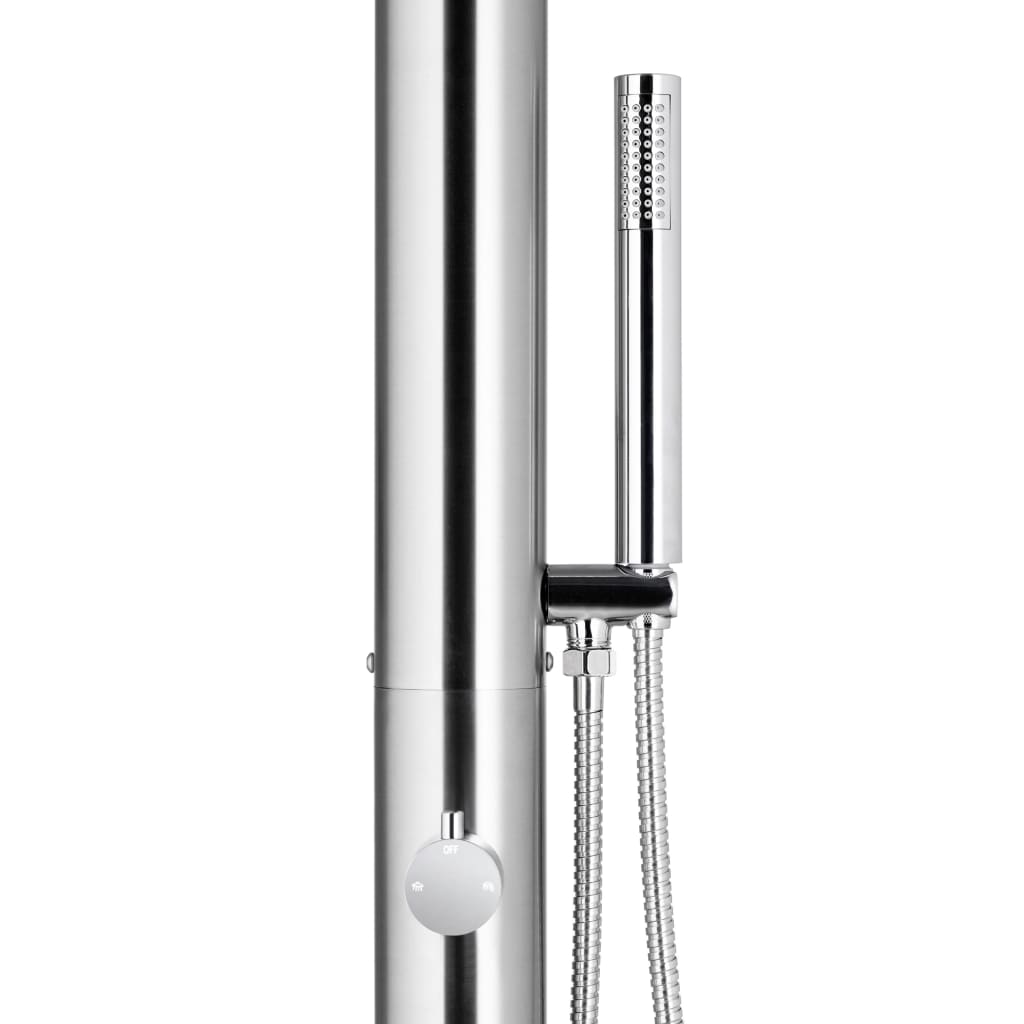vidaXL Outdoor Shower with Brown Base 225 cm Stainless Steel
