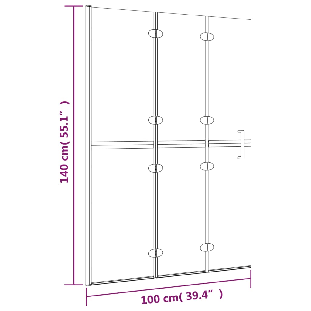 vidaXL Folding Shower Screen 100x140 cm ESG White