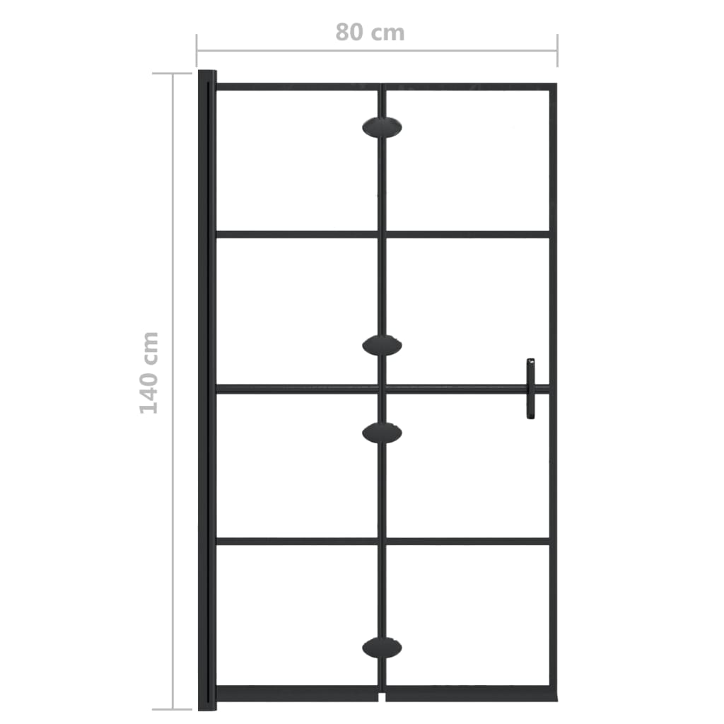 vidaXL Foldable Shower Screen 80x140 cm Black