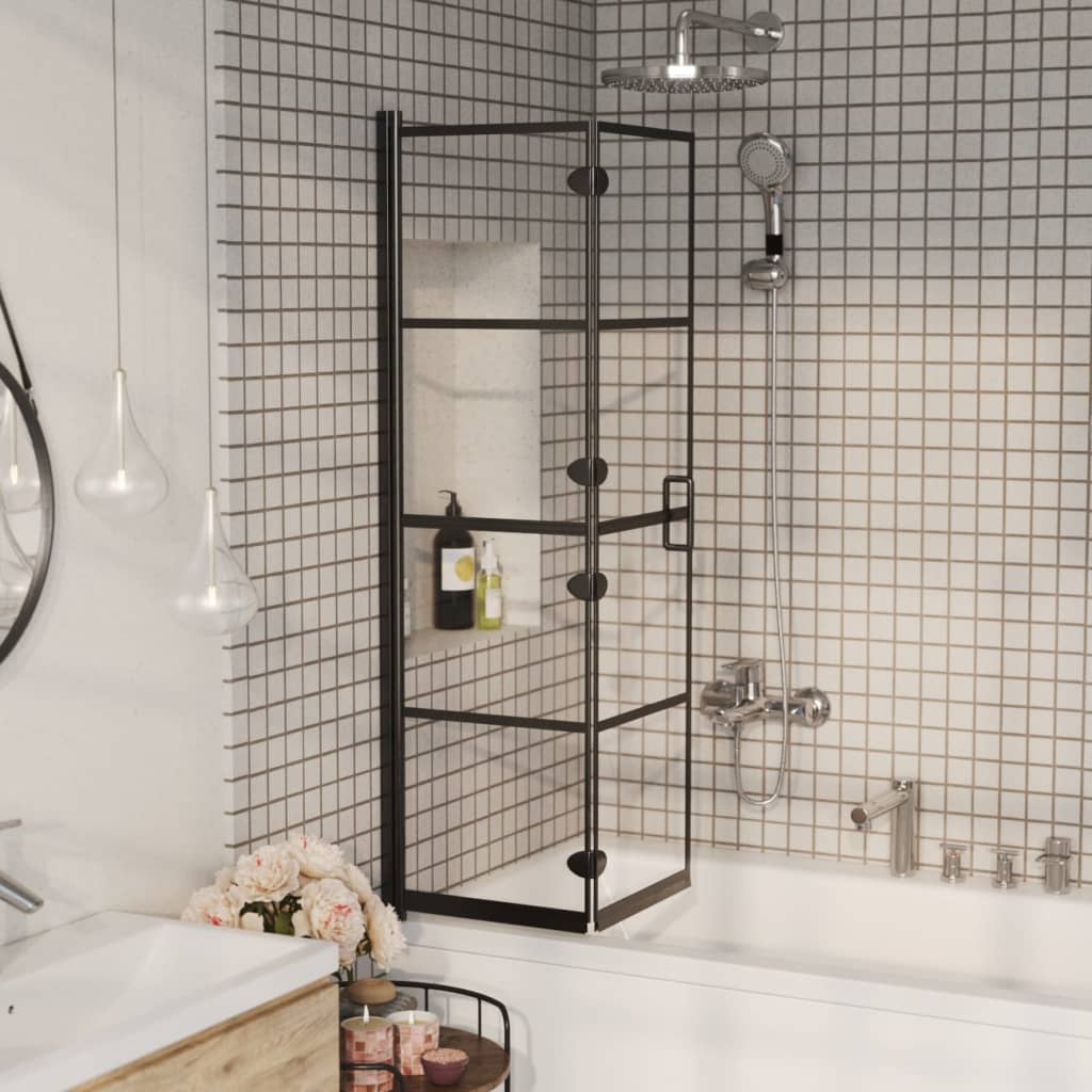 vidaXL Foldable Shower Screen 80x140 cm Black