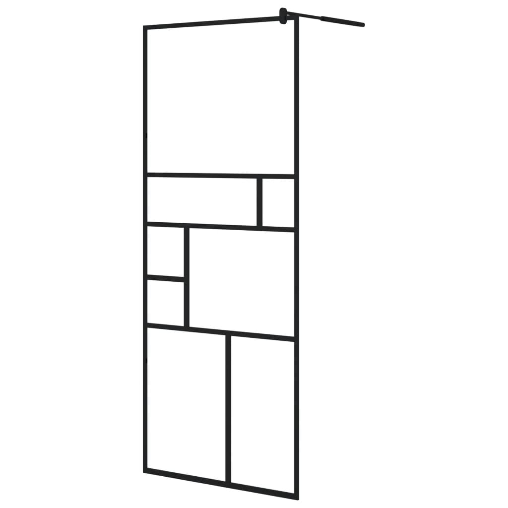 vidaXL Walk-in Shower Screen 80x195 cm ESG Safety Glass Transparent and Black
