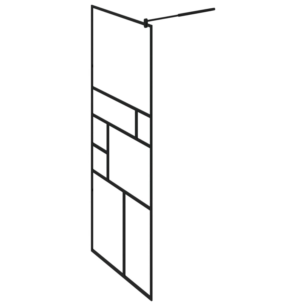 vidaXL Walk-in Shower Screen 80x195 cm ESG Safety Glass Transparent and Black