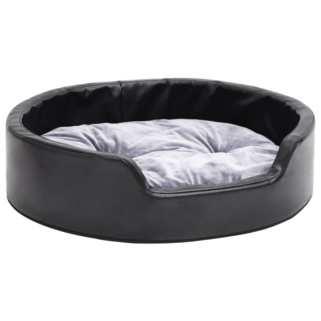 vidaXL Hondenmand 69x59x19 cm peluche et artisanat noir et gris