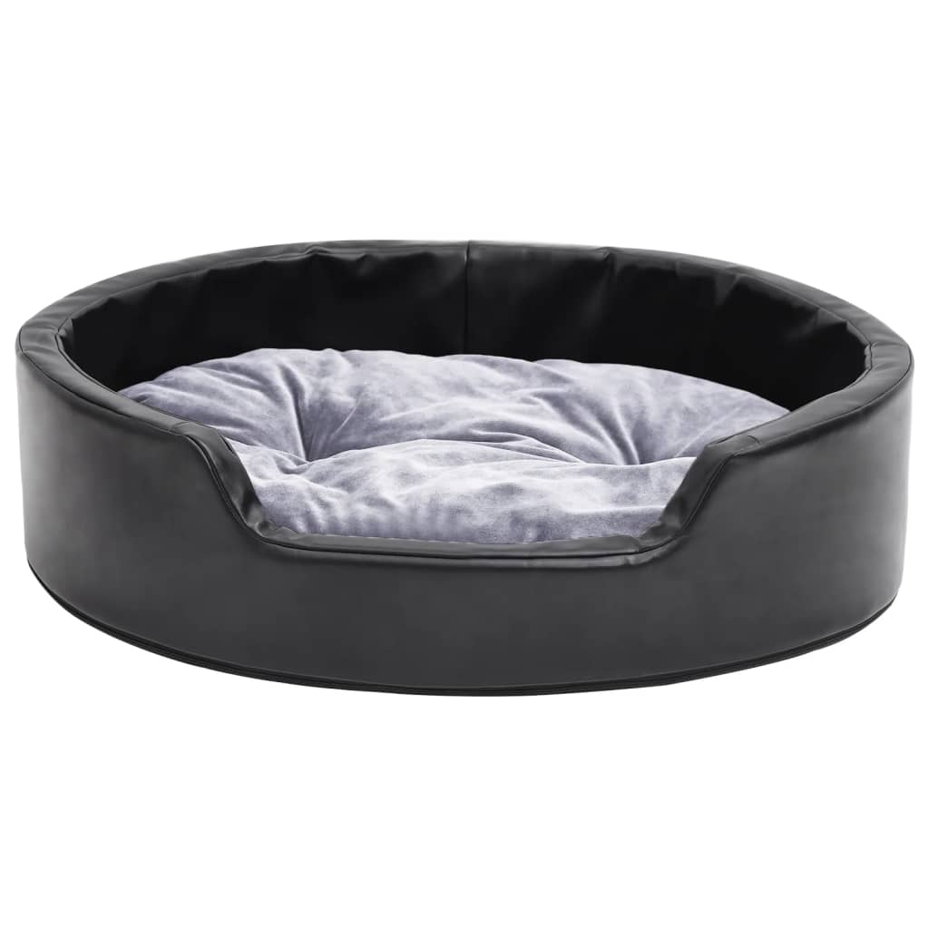 vidaXL Hondenmand 69x59x19 cm peluche et artisanat noir et gris