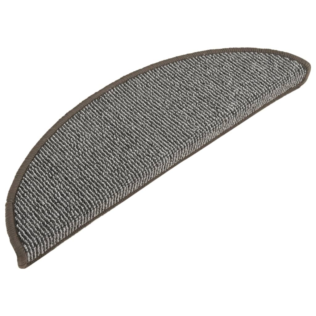 vidaXL Stair Mats 15 pcs 56x17x3 cm Grey Half-round